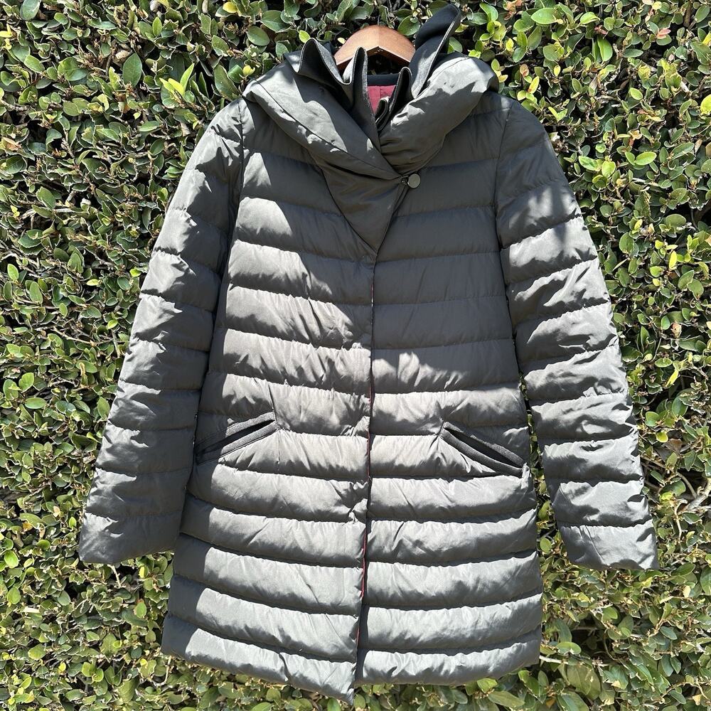 Emporio Armani Puffer Jacket Womens S Black Cowl Collar Designer Luxury City
